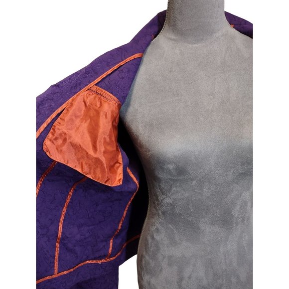 Vintage Tantrums Brocade Jacket Purple 3 Button Blazer with Pockets Large - Picture 5 of 8